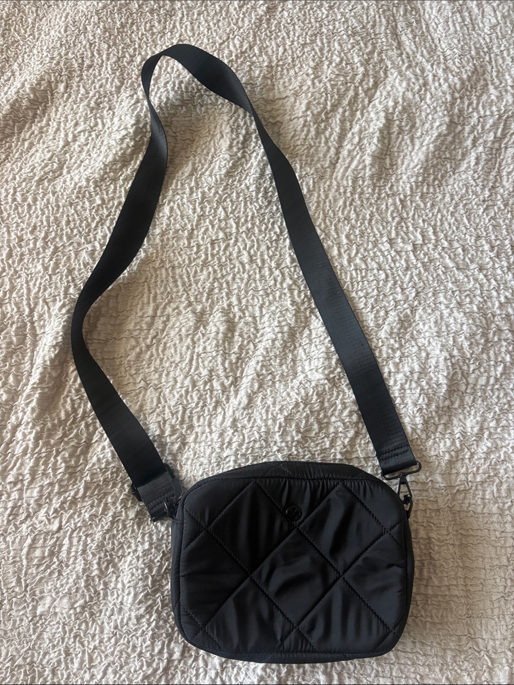 Black Quilted Crossbody Bag with Wide Adjustable Strap